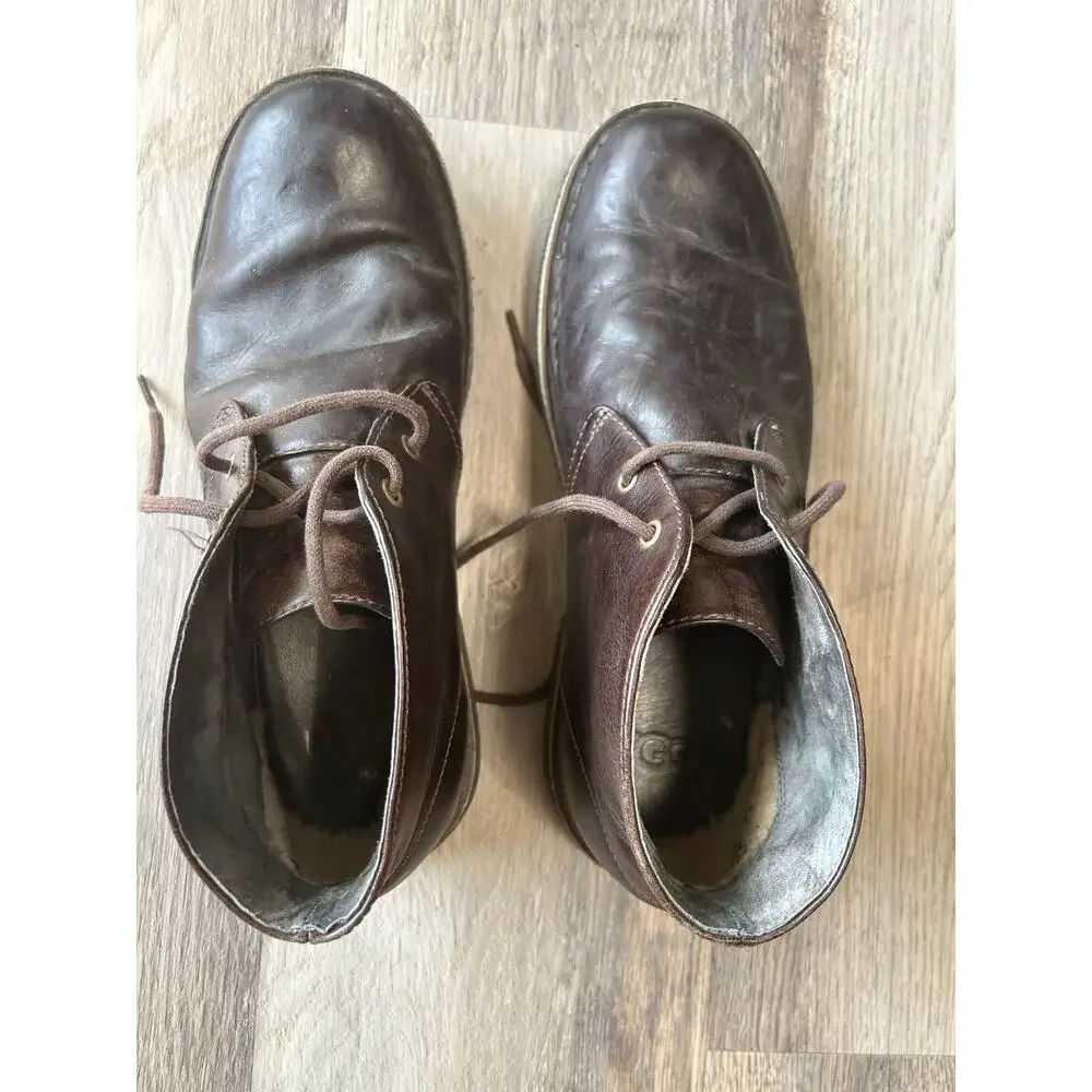 UGG Leighton Men's Chukka Boots Brown Leather Desert Ankle Boots casual luxury